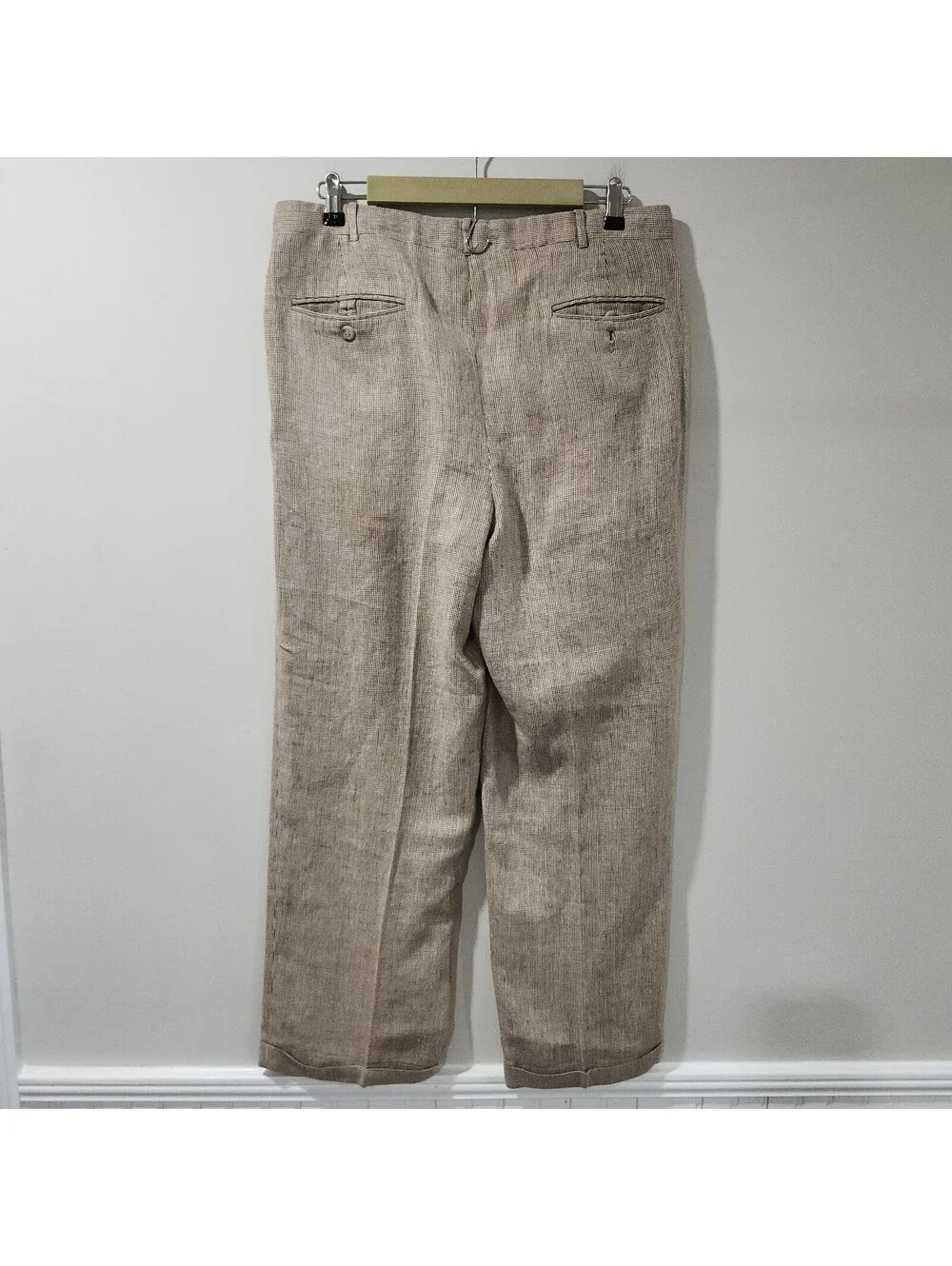 Vintage Polo Ralph Lauren Dress Pants Trousers Houndstooth 34x29 Pleated Cuffed